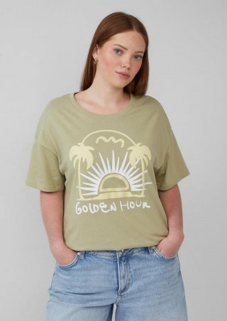 s.Oliver Baumwollshirt mit Frontprint - salbeigrün