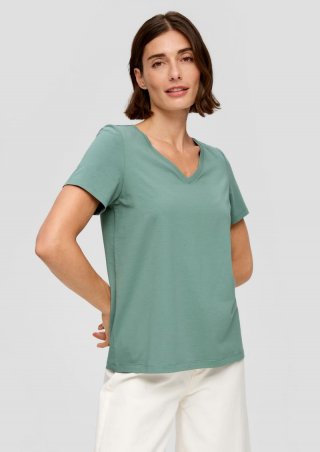 s.Oliver T-Shirt mit V-Ausschnitt - helles petrol