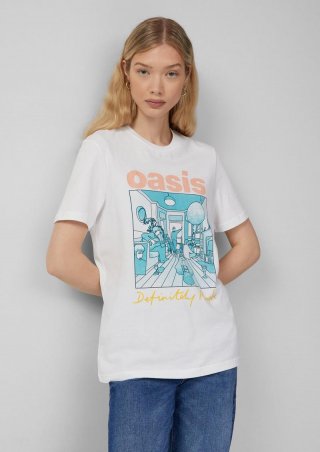s.Oliver Unisex Oasis® Band-Shirt - weiß
