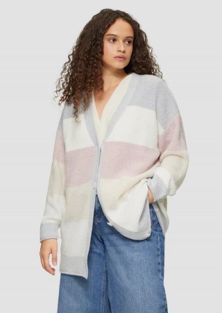 s.Oliver Flauschige Oversize-Strickjacke - blassblau
