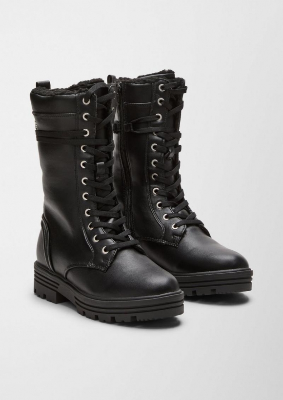 s.Oliver Winterstiefel mit Teddyplüsch - schwarz