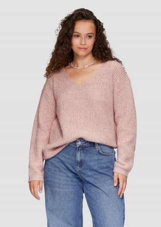 s.Oliver Weicher Strickpullover mit V-Ausschnitt - rosa
