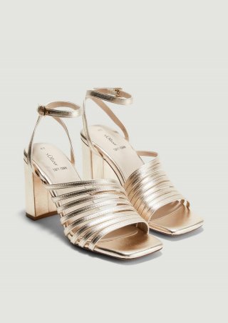 s.Oliver Riemchen-Sandalen in Leder-Optik - gold