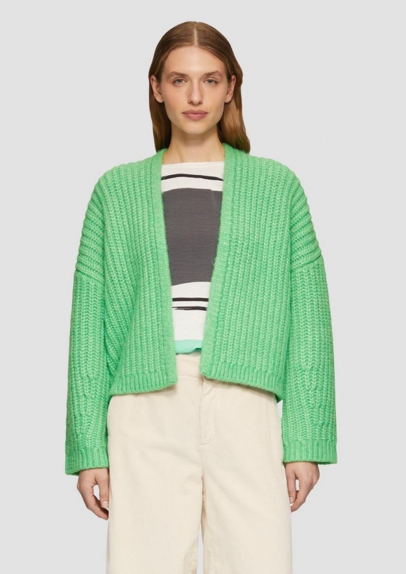 s.Oliver Strickjacke mit weiten Ärmeln im Relaxed Fit - limettengrün