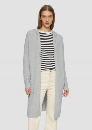 s.Oliver Long-Cardigan mit Kapuze - grau meliert