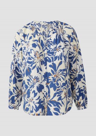 s.Oliver Tunikabluse aus Viskosemix mit All-over-Print - ecru