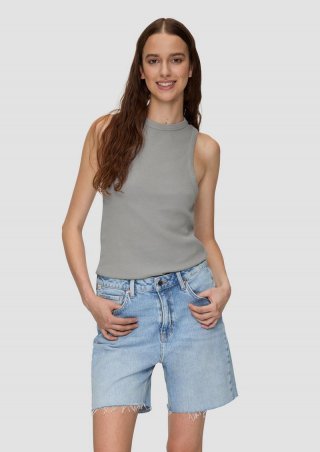 s.Oliver Slim-Fit-Tanktop aus Rippware im Vintage-Look - grau
