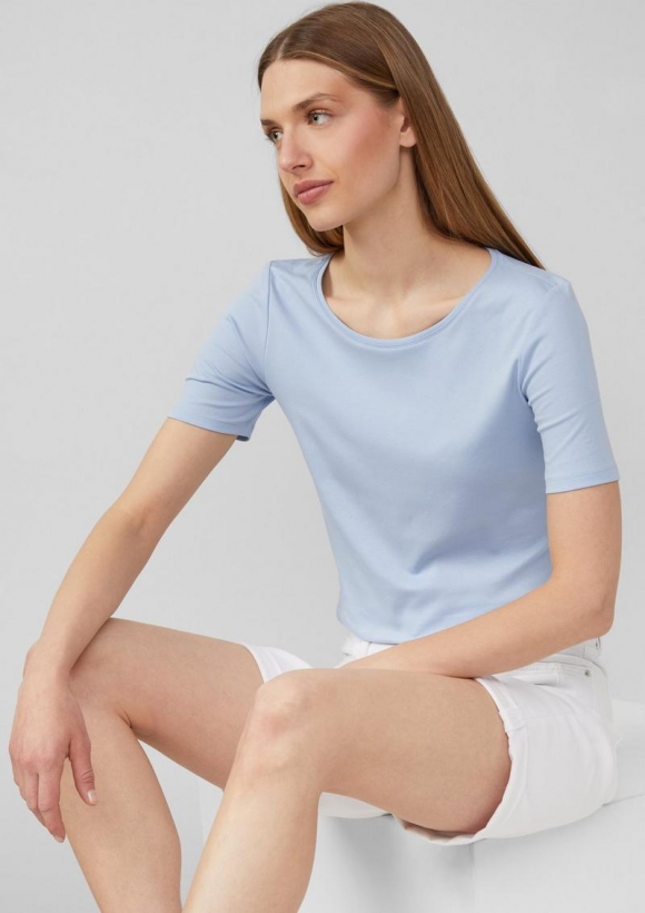 s.Oliver T-Shirt aus Interlockjersey im Slim Fit - hellblau
