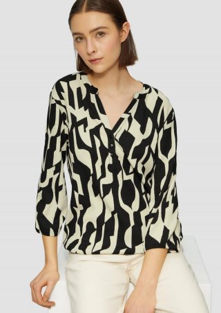 s.Oliver Strukturiertes Blusenshirt mit All-over-Print - schwarz