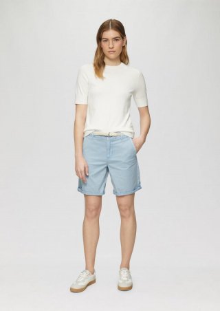 s.Oliver Shorts mit geflochtenem Gürtel und Garment Dye - hellblau