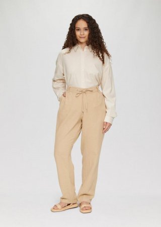 s.Oliver Hose aus Leinenmix mit Elastikbund und schmal zulaufendem Bein - beige