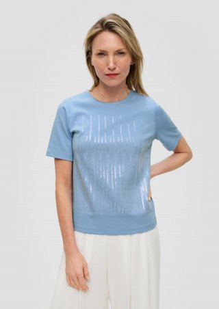 s.Oliver T-Shirt mit Pailletten - himmelblau