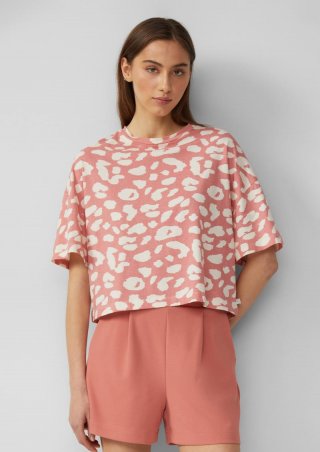 s.Oliver Verkürztes T-Shirt mit All-over-Print - papaya