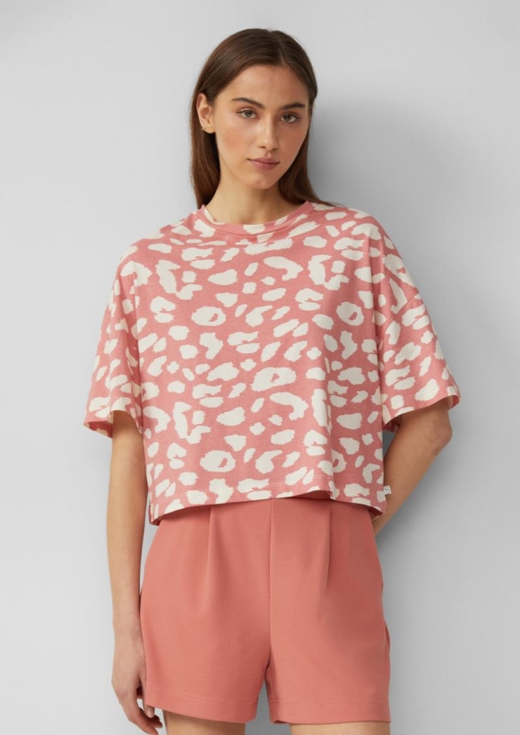 s.Oliver Verkürztes T-Shirt mit All-over-Print - papaya