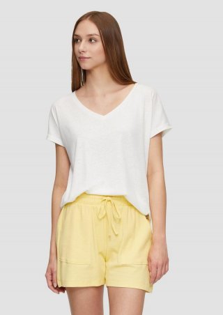 s.Oliver T-Shirt aus Leinenmix im Relaxed Fit - creme