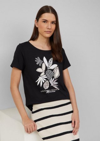 s.Oliver Jersey-T-Shirt mit Artwork - schwarz