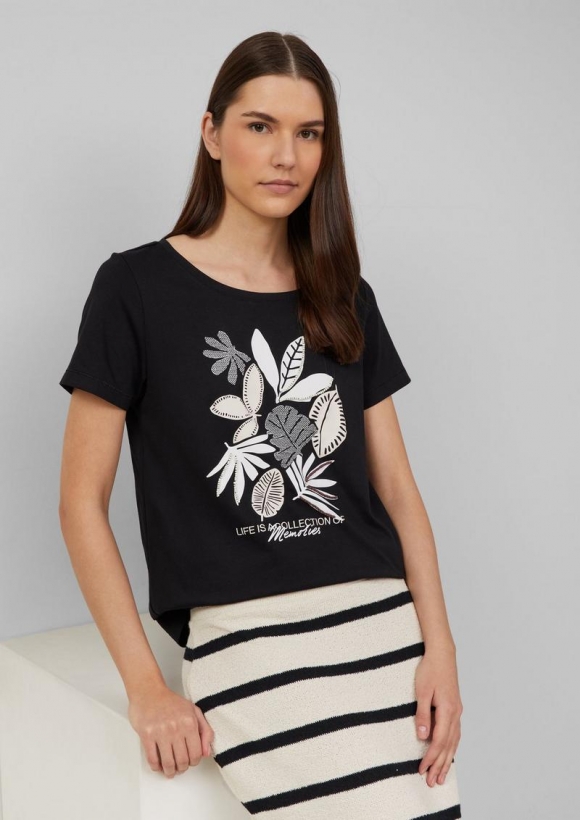 s.Oliver Jersey-T-Shirt mit Artwork - schwarz