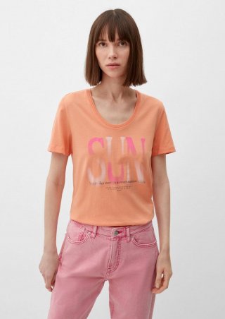 s.Oliver T-Shirt mit Statement-Print - papaya