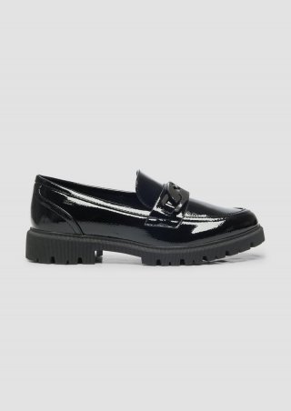 s.Oliver Slipper mit Ketten-Detail - schwarz