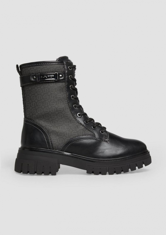 s.Oliver Stiefel mit Muster in Leder-Optik - schwarz