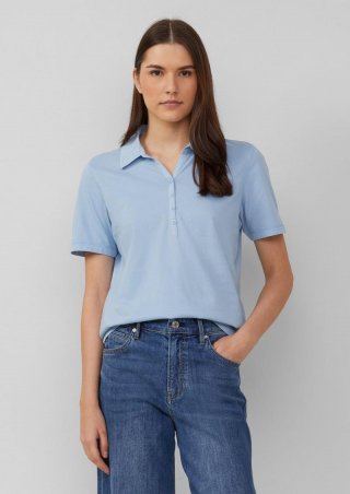 s.Oliver Jersey-Polo mit Knopfleiste - hellblau