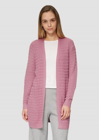 s.Oliver Offener Long-Cardigan mit Strukturmuster - altrosa
