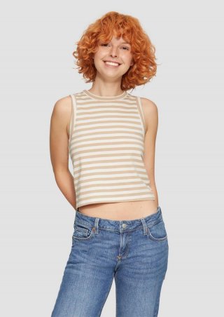 s.Oliver Gestreiftes Top aus Baumwolle - beige