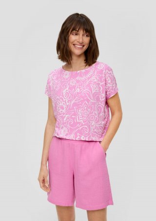 s.Oliver Viskose-Shirt mit All-over-Print im Relaxed Fit - rosa