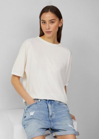 s.Oliver Loose Fit T-Shirt mit Gummibund an den Ärmeln - creme