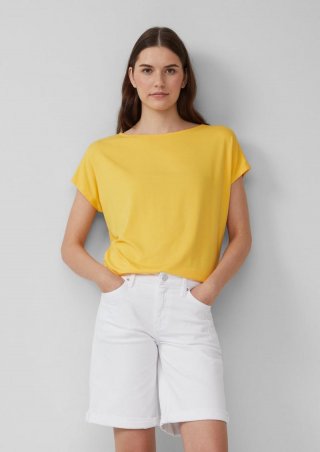 s.Oliver Fließendes Jersey-Shirt mit überschnittenen Schultern - zitrone