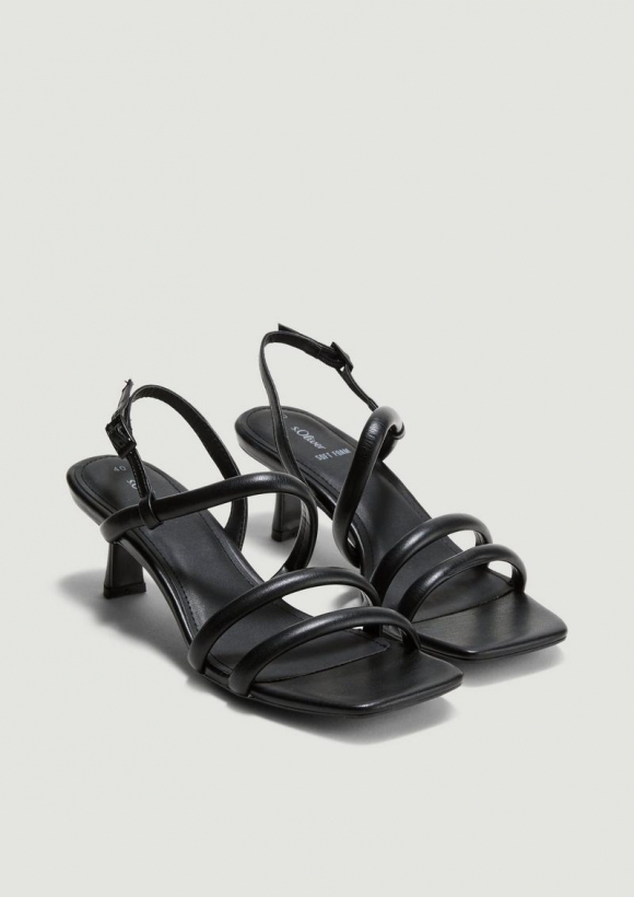 s.Oliver Riemen Sandalen mit Pfennigabsatz - schwarz