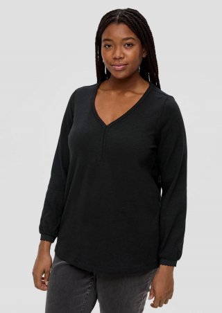 s.Oliver Longsleeve mit Flammgarnstruktur - schwarz