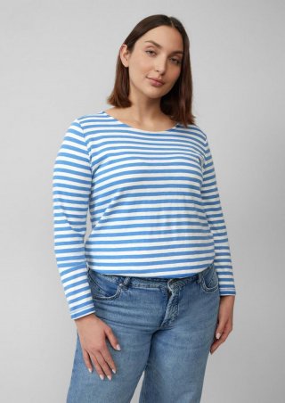 s.Oliver Geringeltes Langarmshirt aus Flammgarn mit Crew Neck - royalblau