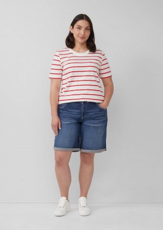 s.Oliver Bermuda Jeans / Curvy Fit / Mid Rise / Slim Tapered Leg - blau