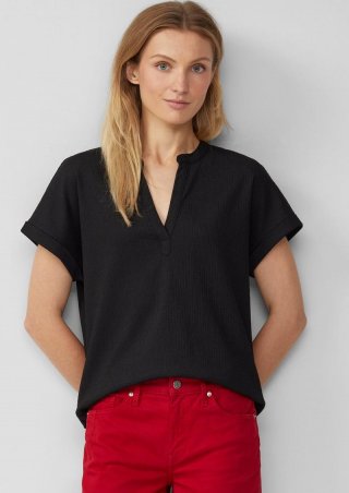 s.Oliver Strukturiertes Blusenshirt im Relaxed Fit - schwarz