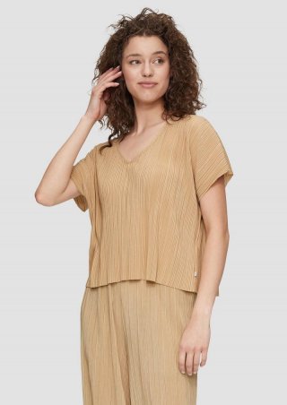 s.Oliver T-Shirt im Relaxed Fit mit Strukturmuster - beige