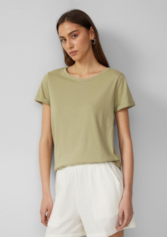 s.Oliver Jerseyshirt mit Crew Neck - helles olivgrün