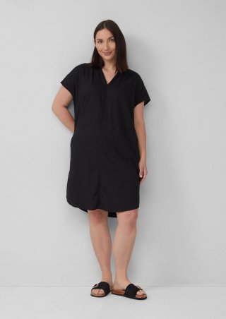 s.Oliver Blusenkleid aus Leinenmix mit Eingrifftaschen - schwarz