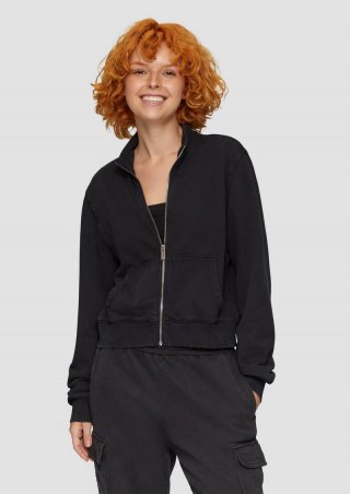 s.Oliver Verkürzte Sweatshirt-Jacke mit Waschung - schwarz