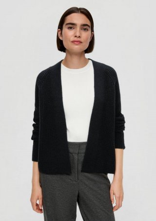 s.Oliver Kurzer Cardigan aus Wollmix - schwarz