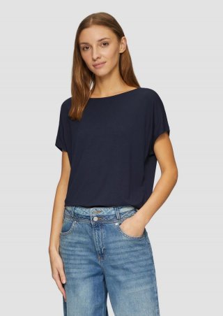 s.Oliver Fließendes Jersey-Shirt mit überschnittenen Schultern - navy