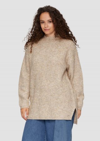 s.Oliver Weicher Strickpullover mit Rippstruktur - helles beige