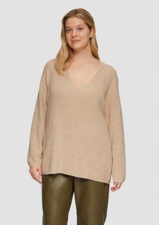 s.Oliver Strickpullover mit V-Ausschnitt im Relaxed Fit - beige