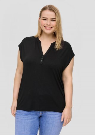 s.Oliver T-Shirt aus Viskosestretch mit V-Ausschnitt - schwarz