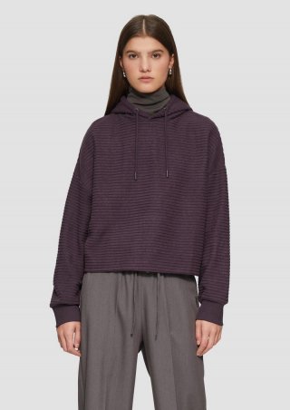 s.Oliver Hoodie mit Rippstruktur - aubergine