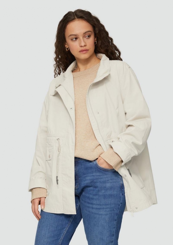 s.Oliver Baumwolljacke mit Tunnelzug in der Taille - hellgrau