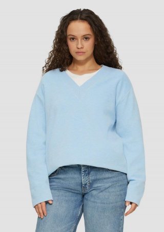 s.Oliver Weiches Sweatshirt mit V-Ausschnitt - hellblau