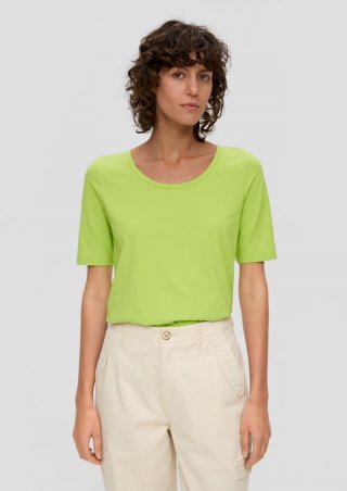 s.Oliver Jersey-Shirt mit U-Ausschnitt - limettengrün