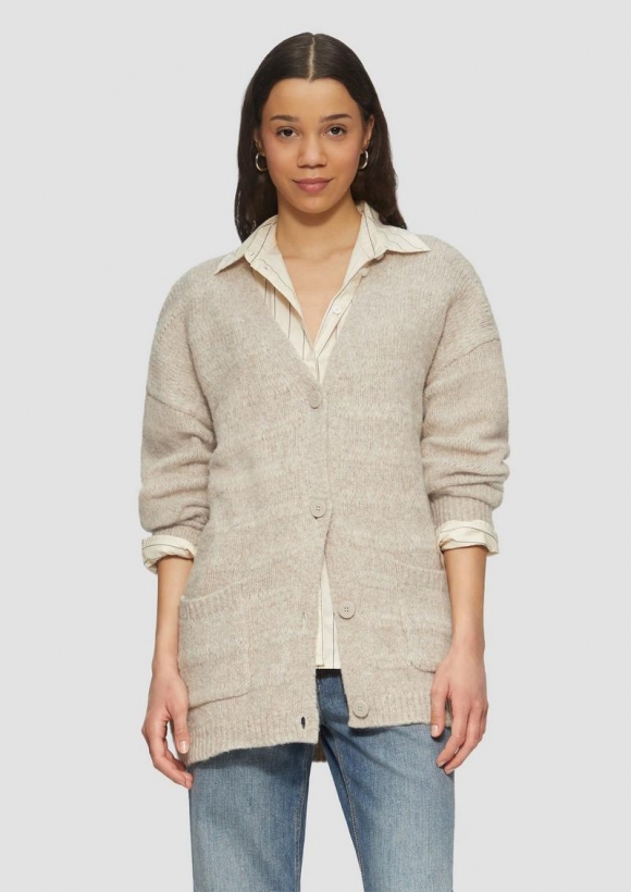 s.Oliver Weiche Strickjacke mit dezenter Struktur - helles beige
