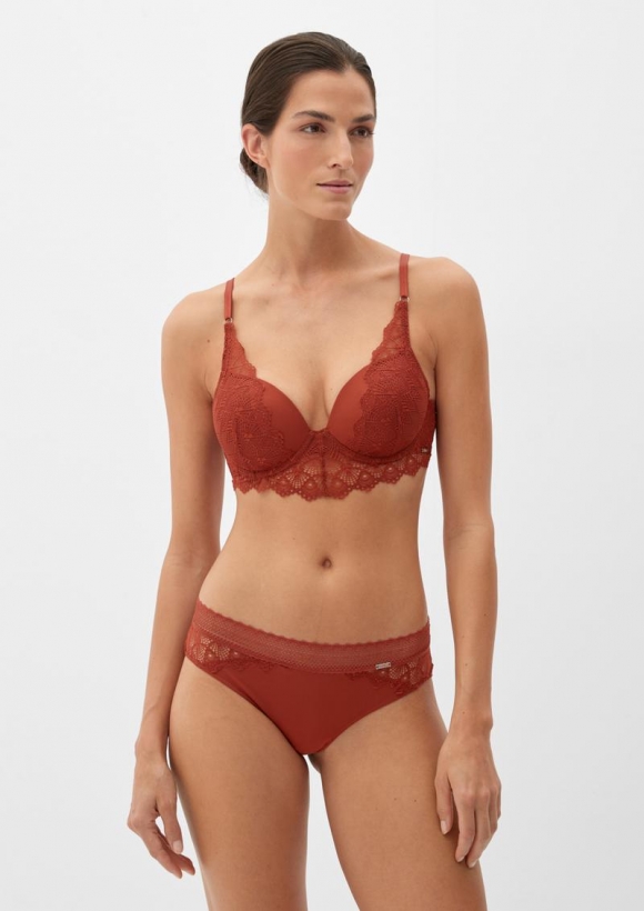 s.Oliver Slip mit Materialmix - rubinrot